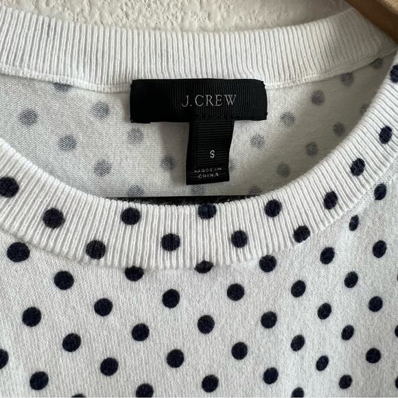 J Crew Polka Dot White Blue Preppy Feminine Small - Picture 2 of 6
